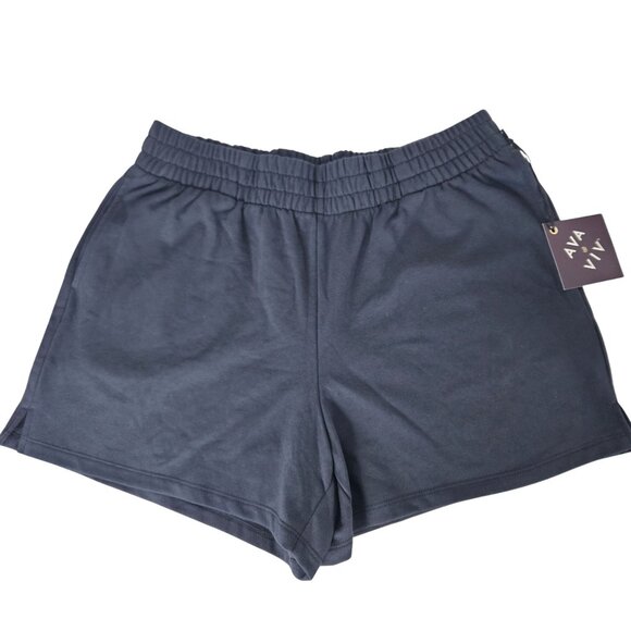 Ava & Viv Womens Size 1X Charcoal Black Elastic Waist Pockets Casual Shorts - Picture 1 of 7